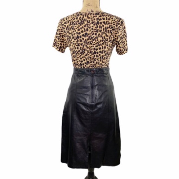 Vintage Leather Pencil Skirt Black Size 8 - Picture 2 of 11